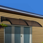 Instahut Window Door Awning 1mx2.4m Brown Hollow Sheet Plastic Frame - Home & Garden > Shading