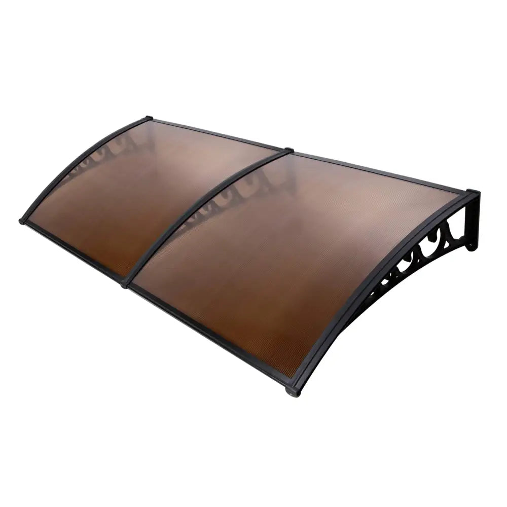 Instahut Window Door Awning 1mx2.4m Brown Hollow Sheet Plastic Frame - Home & Garden > Shading