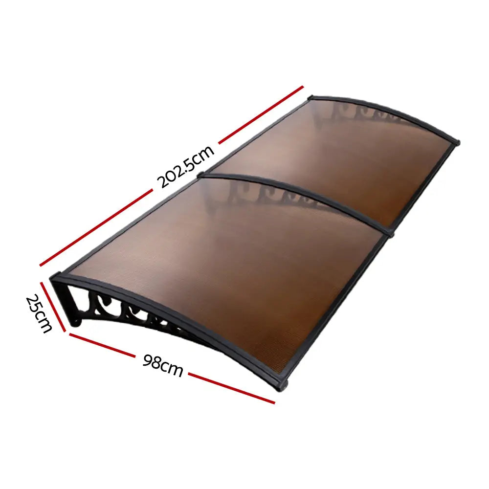 Instahut Window Door Awning 1mx2m Brown Hollow Sheet Plastic Frame - Home & Garden > Shading