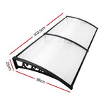 Instahut Window Door Awning 1mx2m Transparent Hollow Sheet Plastic Frame - Home & Garden > Shading