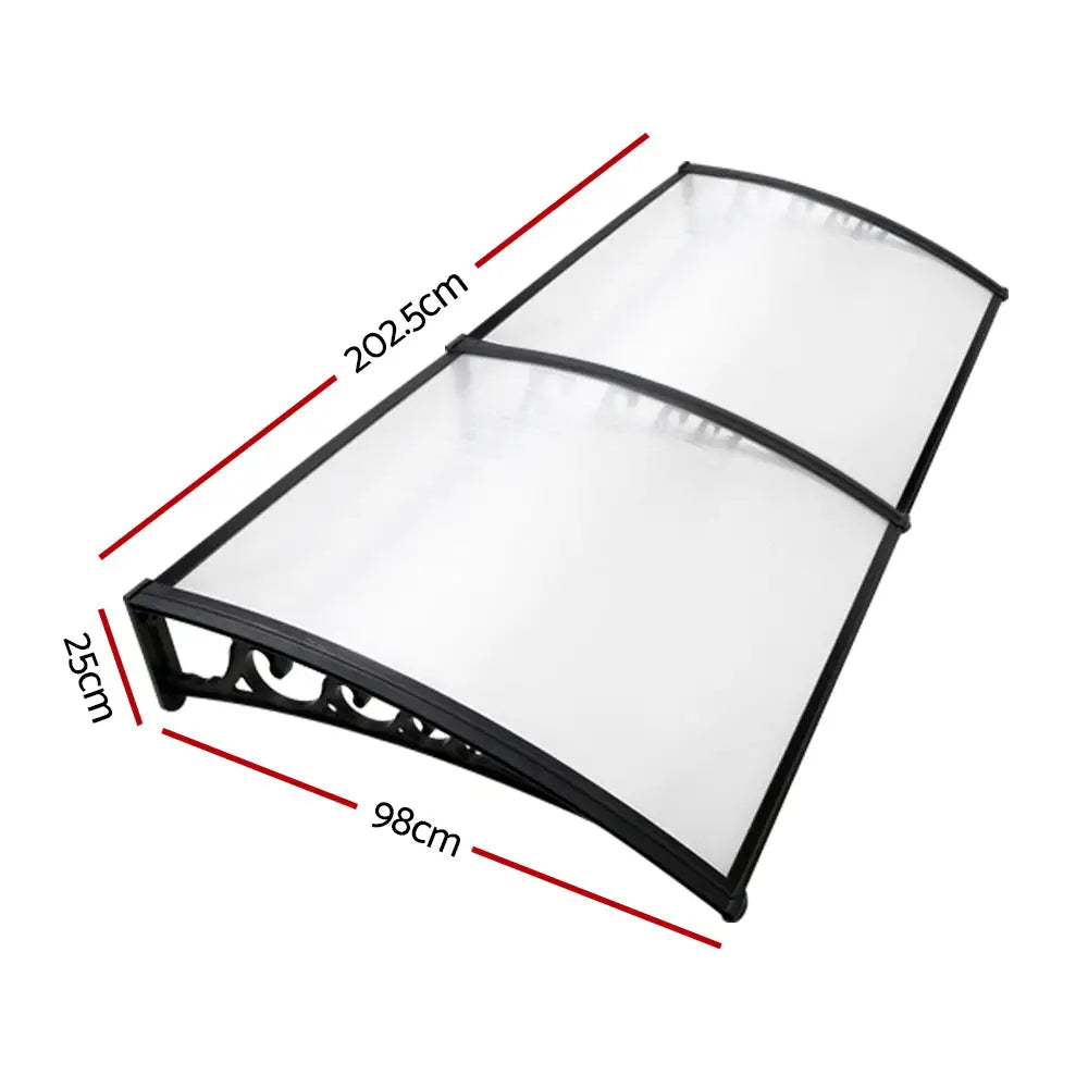 Instahut Window Door Awning 1mx2m Transparent Hollow Sheet Plastic Frame - Home & Garden > Shading