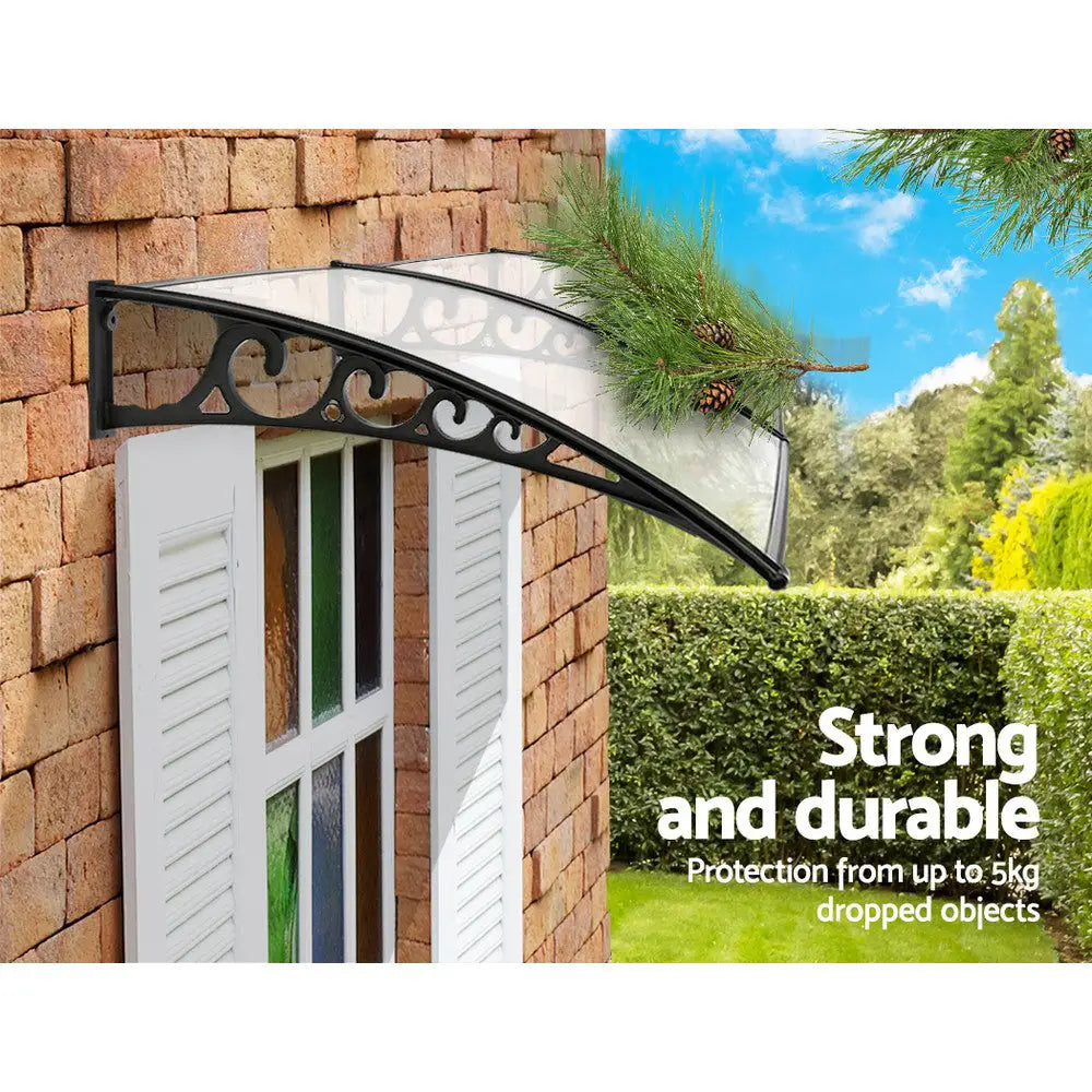 Instahut Window Door Awning 1mx2m Transparent Hollow Sheet Plastic Frame - Home & Garden > Shading