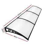 Instahut Window Door Awning 1mx3m Transparent Hollow Sheet Plastic Frame - Home & Garden > Shading