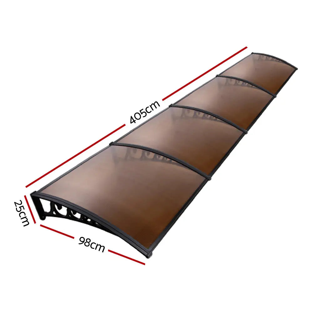 Instahut Window Door Awning 1mx4m Brown Hollow Sheet Plastic Frame - Home & Garden > Shading