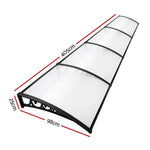 Instahut Window Door Awning 1mx4m Transparent Hollow Sheet Plastic Frame - Home & Garden > Shading