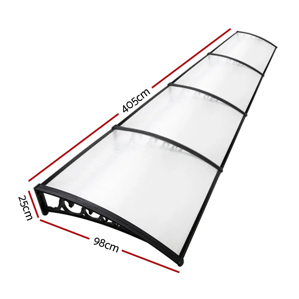 Instahut Window Door Awning 1mx4m Transparent Hollow Sheet Plastic Frame - Home & Garden > Shading
