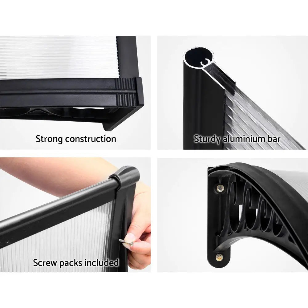 Instahut Window Door Awning 1mx4m Transparent Hollow Sheet Plastic Frame - Home & Garden > Shading