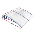 Instahut Window Door Awning Canopy 1.5mx2m Transparent Sheet Grey Plastic Frame - Home & Garden > Shading