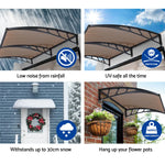 Instahut Window Door Awning Canopy 1.5mx3m Brown Sheet Black Plastic Frame - Home & Garden > Shading