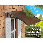Instahut Window Door Awning Canopy 1.5mx3m Brown Sheet Black Plastic Frame - Home & Garden > Shading