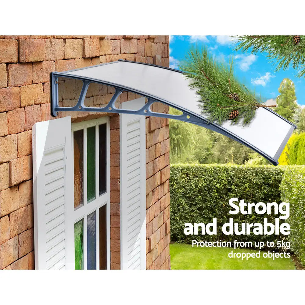 Instahut Window Door Awning Canopy 1.5mx3m Transparent Sheet Grey Plastic Frame - Home & Garden > Shading