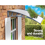 Instahut Window Door Awning Canopy 1.5mx4m Transparent Sheet Grey Plastic Frame - Home & Garden > Shading