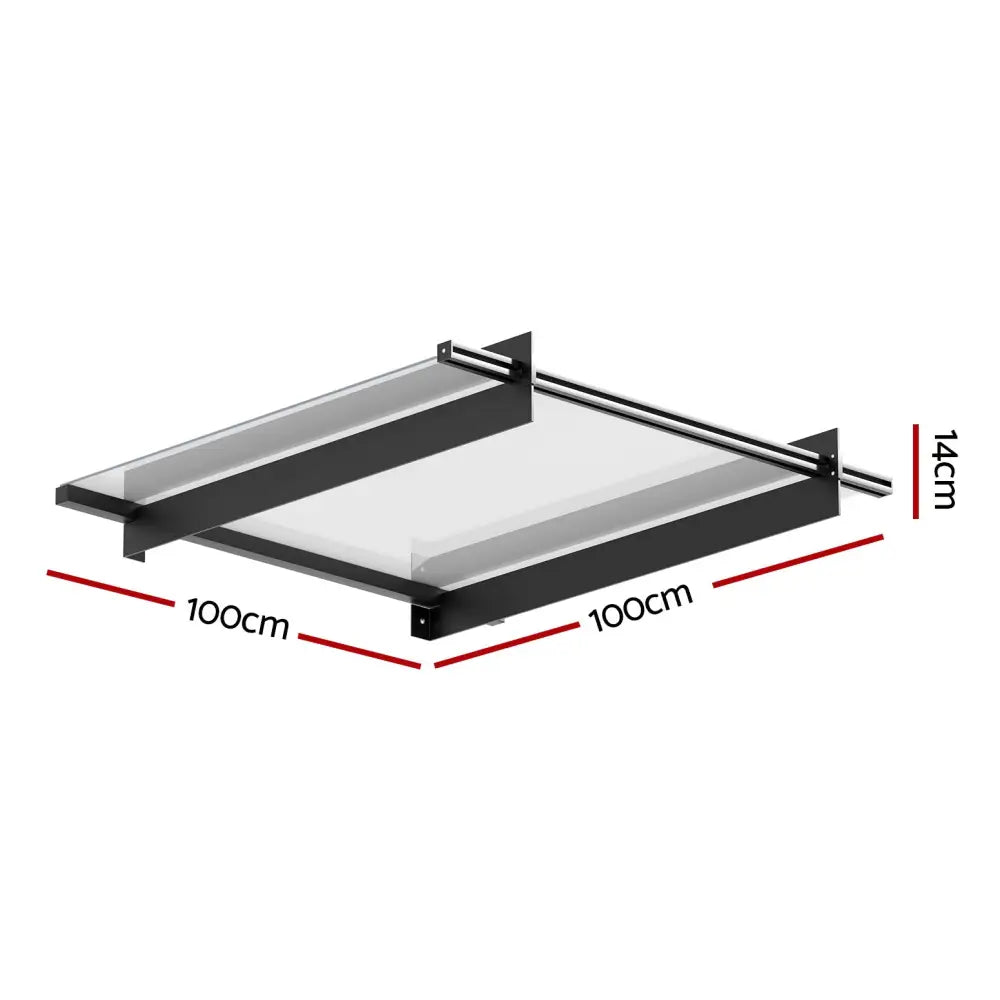 Instahut Window Door Awning Canopy 1mx1m Flat Transparent Sheet Metal Frame - Home & Garden > Shading