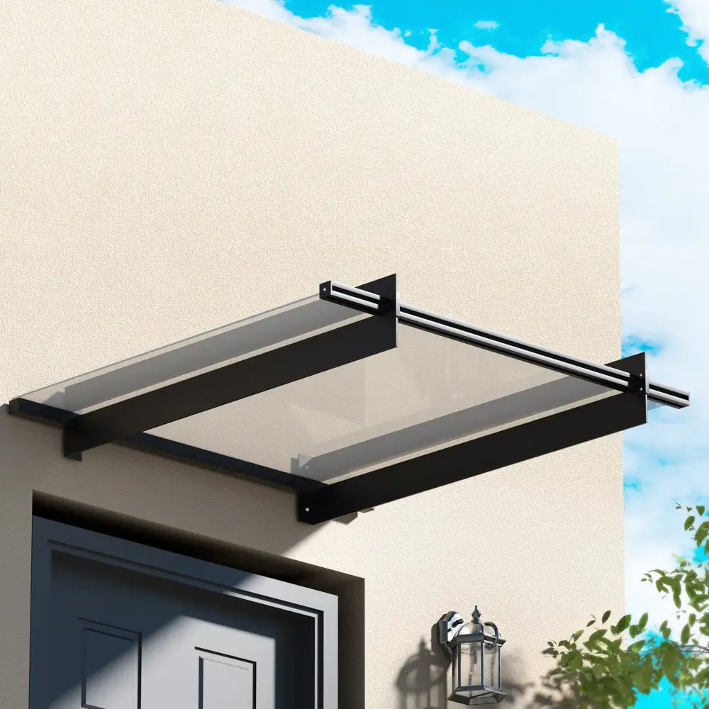 Instahut Window Door Awning Canopy 1mx1m Flat Transparent Sheet Metal Frame - Home & Garden > Shading