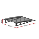 Instahut Window Door Awning Canopy 1mx1m Grey Solid Sheet Metal Frame - Home & Garden > Shading