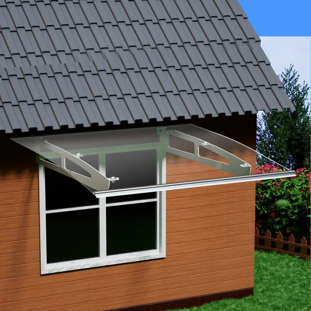 Instahut Window Door Awning Canopy 1mx1m Transparent Solid Sheet Aluminum Frame - Home & Garden > Shading