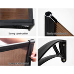 Instahut Window Door Awning Canopy 1mx2m Brown Sheet Black Plastic Frame - Home & Garden > Shading