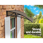 Instahut Window Door Awning Canopy 1mx2m Brown Sheet Black Plastic Frame - Home & Garden > Shading