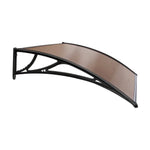 Instahut Window Door Awning Canopy 1mx2m Brown Sheet Black Plastic Frame - Home & Garden > Shading