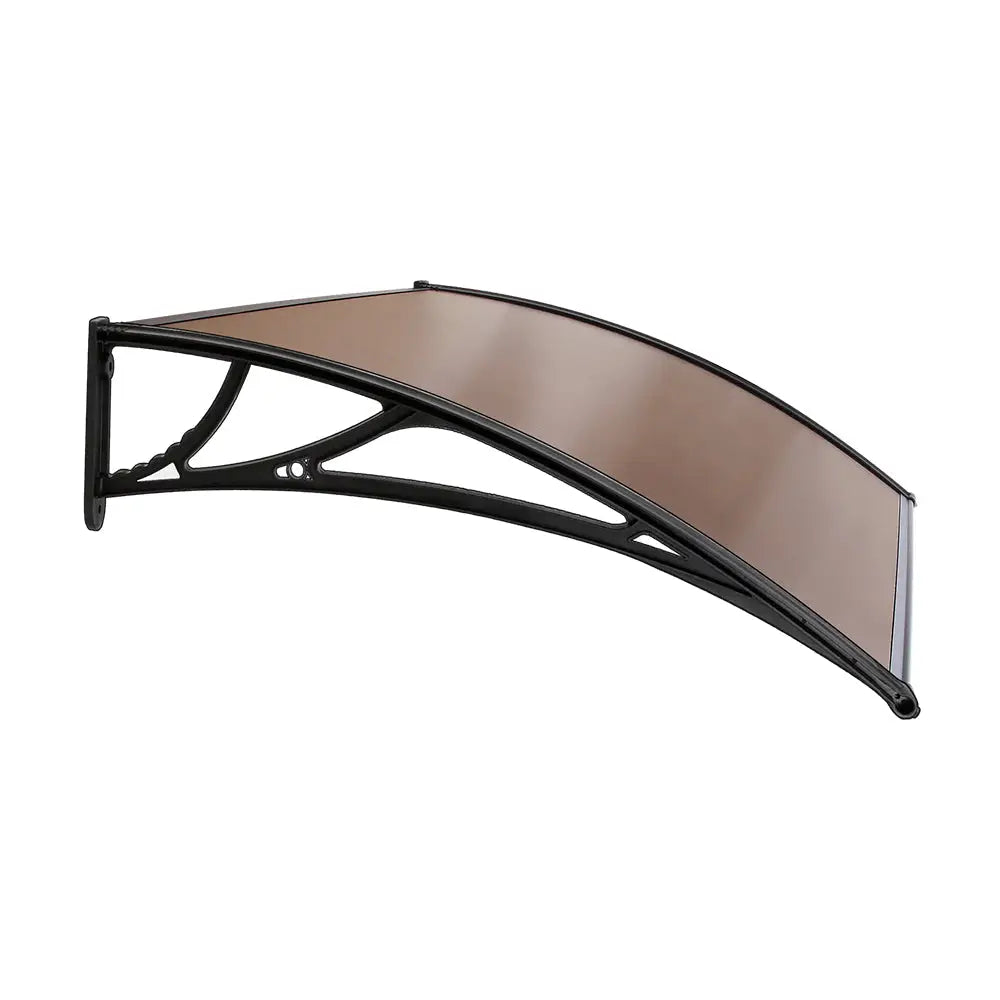 Instahut Window Door Awning Canopy 1mx2m Brown Sheet Black Plastic Frame - Home & Garden > Shading