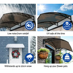 Instahut Window Door Awning Canopy 1mx2m Brown Sheet Black Plastic Frame - Home & Garden > Shading