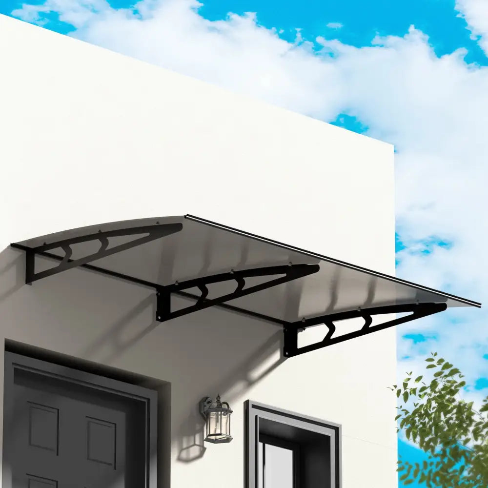 Instahut Window Door Awning Canopy 1mx2m Grey Solid Sheet Metal Frame - Home & Garden > Shading