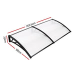 Instahut Window Door Awning Canopy 1mx2m Transparent Sheet Black Plastic Frame - Home & Garden > Shading
