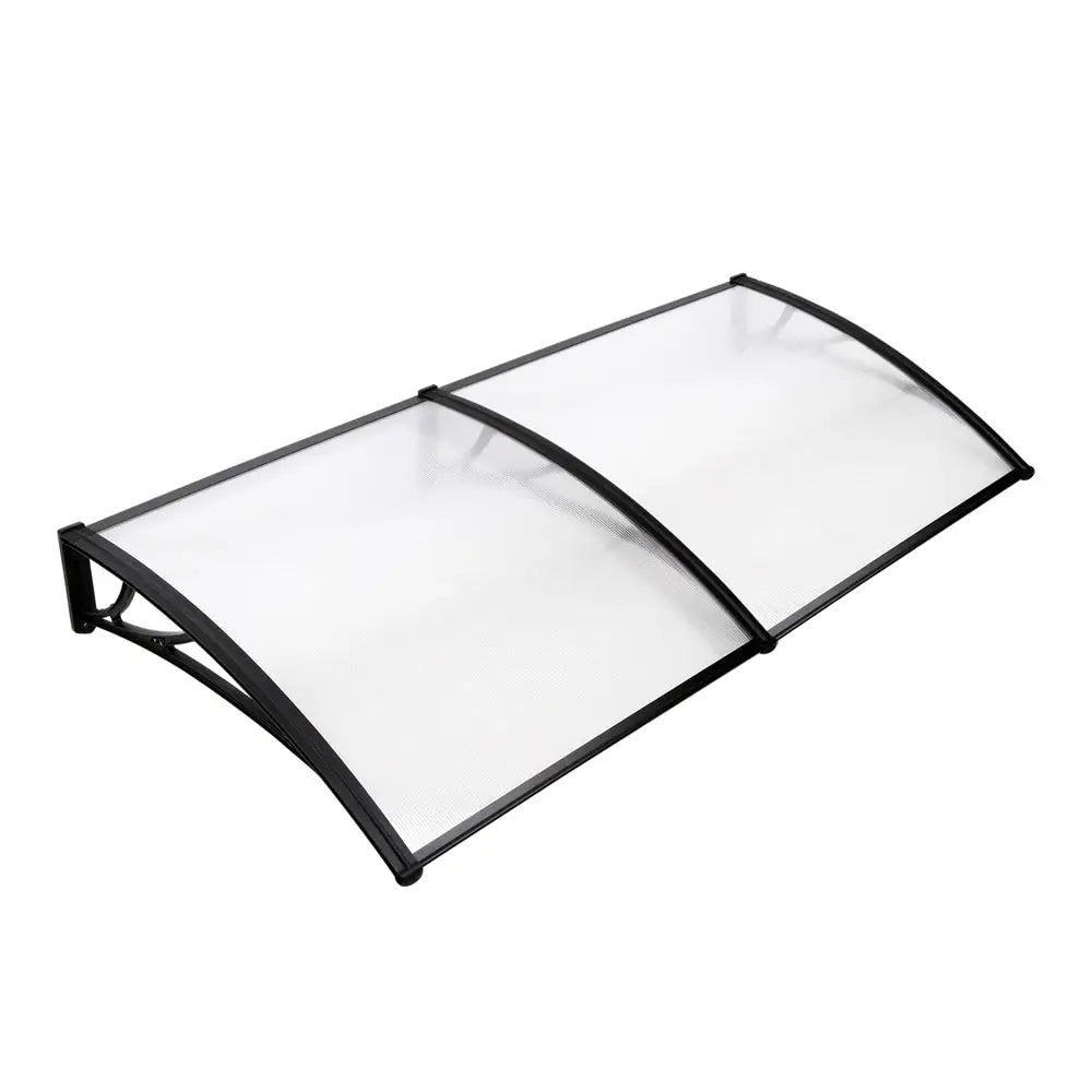 Instahut Window Door Awning Canopy 1mx2m Transparent Sheet Black Plastic Frame - Home & Garden > Shading
