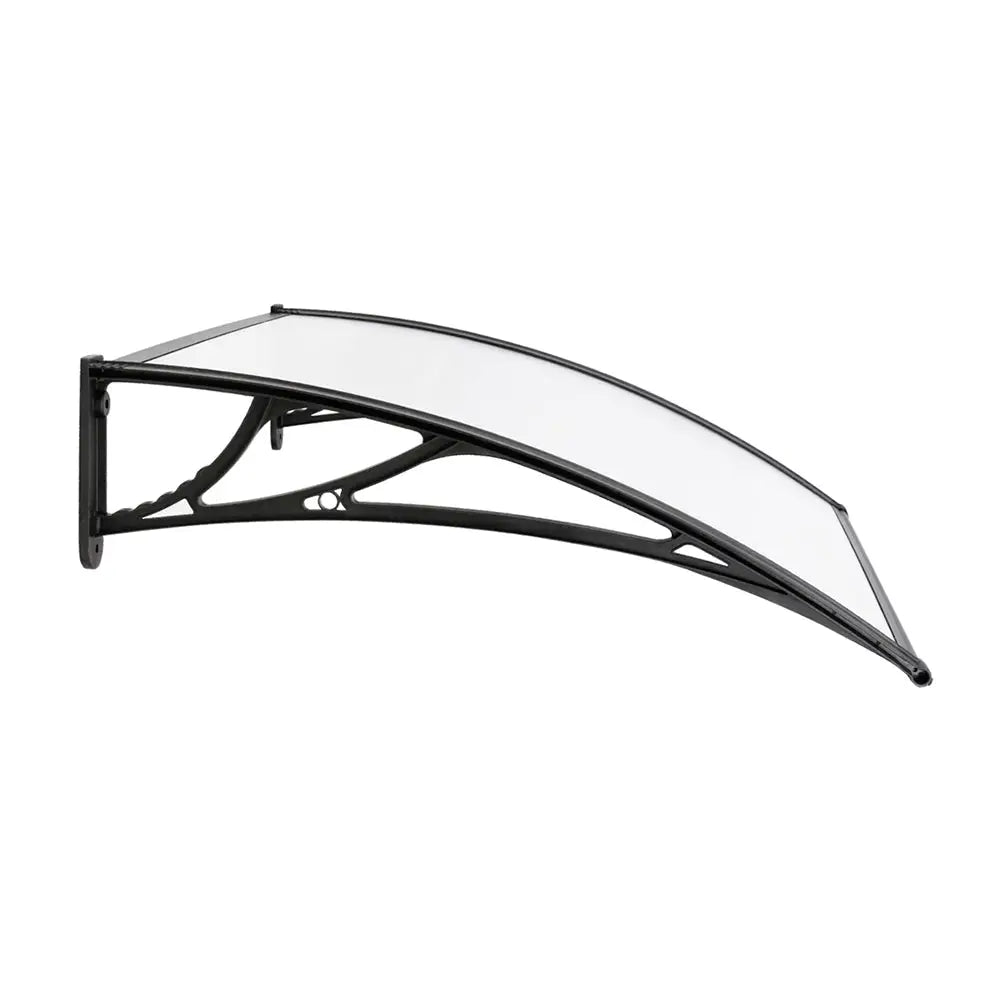 Instahut Window Door Awning Canopy 1mx2m Transparent Sheet Black Plastic Frame - Home & Garden > Shading