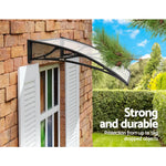 Instahut Window Door Awning Canopy 1mx2m Transparent Sheet Black Plastic Frame - Home & Garden > Shading