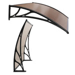 Instahut Window Door Awning Canopy 1mx4m Brown Sheet Black Plastic Frame - Home & Garden > Shading