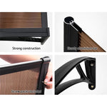 Instahut Window Door Awning Canopy 1mx4m Brown Sheet Black Plastic Frame - Home & Garden > Shading