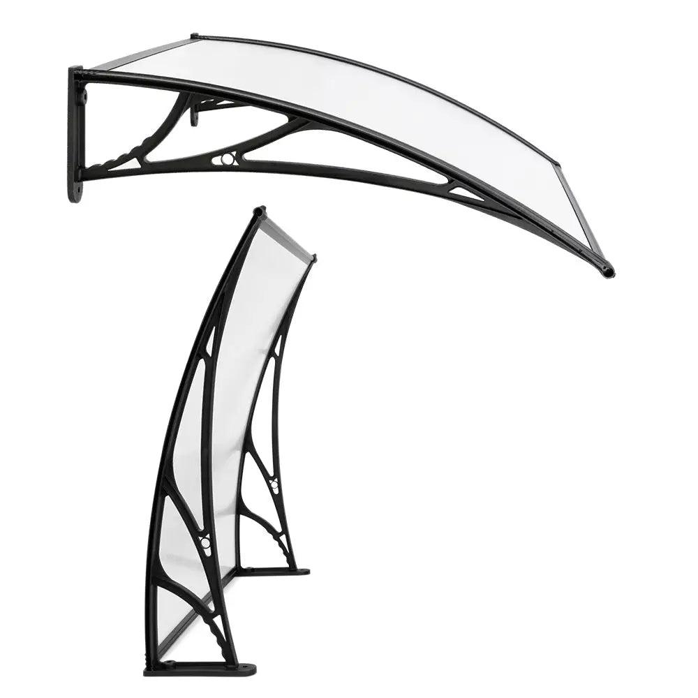 Instahut Window Door Awning Canopy 1mx4m Transparent Sheet Black Plastic Frame - Home & Garden > Shading