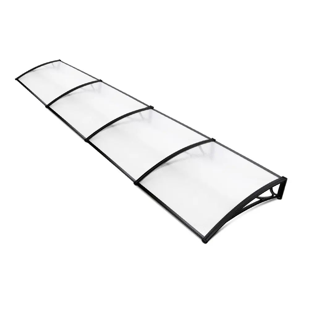 Instahut Window Door Awning Canopy 1mx4m Transparent Sheet Black Plastic Frame - Home & Garden > Shading