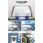 Instahut Window Door Awning Canopy 1mx4m Transparent Sheet Black Plastic Frame - Home & Garden > Shading
