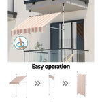 Instahut Window Fixed Pivot Arm Awning Outdoor Door Canopy 2X1.8M Beige/Brown - Home & Garden > Shading