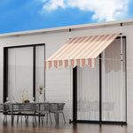 Instahut Window Fixed Pivot Arm Awning Outdoor Door Canopy 2X1.8M Beige/Brown - Home & Garden > Shading