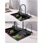 Integrated Waterfall Kitchen Sink Honeycomb Technology Large Digitial Display Stainless Steel Water Filter Cup Washer
