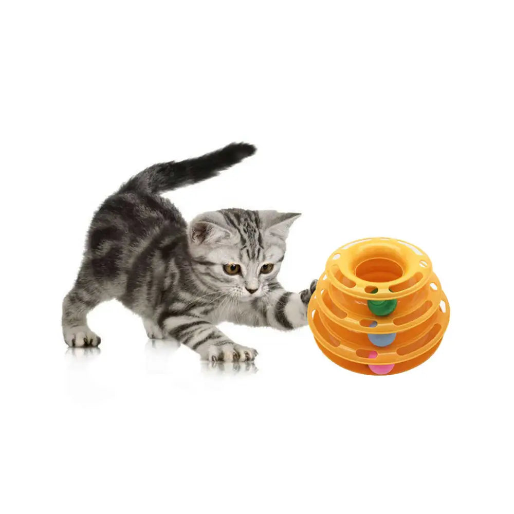 Interactive Cat Track Tower 3 Level LED Ball with Light - Kitten Chase Play Toy - Pet Care > Toys > Cat Toys