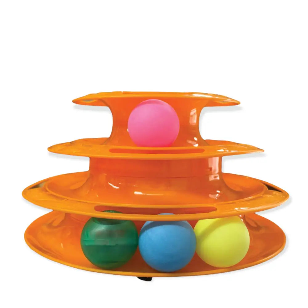 Interactive Cat Track Tower 3 Level LED Ball with Light - Kitten Chase Play Toy - Pet Care > Toys > Cat Toys