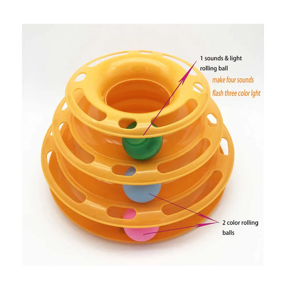 Interactive Cat Track Tower 3 Level LED Ball with Light - Kitten Chase Play Toy - Pet Care > Toys > Cat Toys