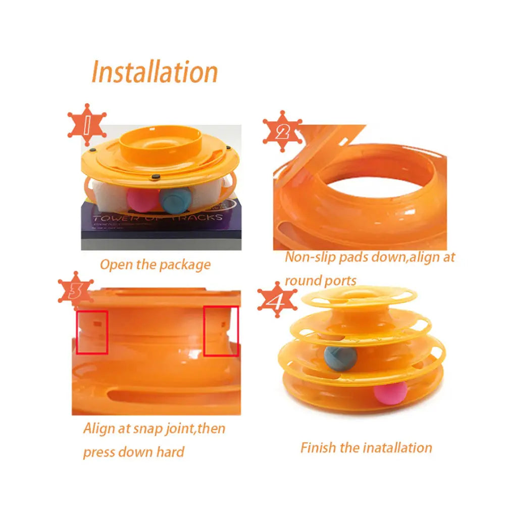 Interactive Cat Track Tower 3 Level LED Ball with Light - Kitten Chase Play Toy - Pet Care > Toys > Cat Toys