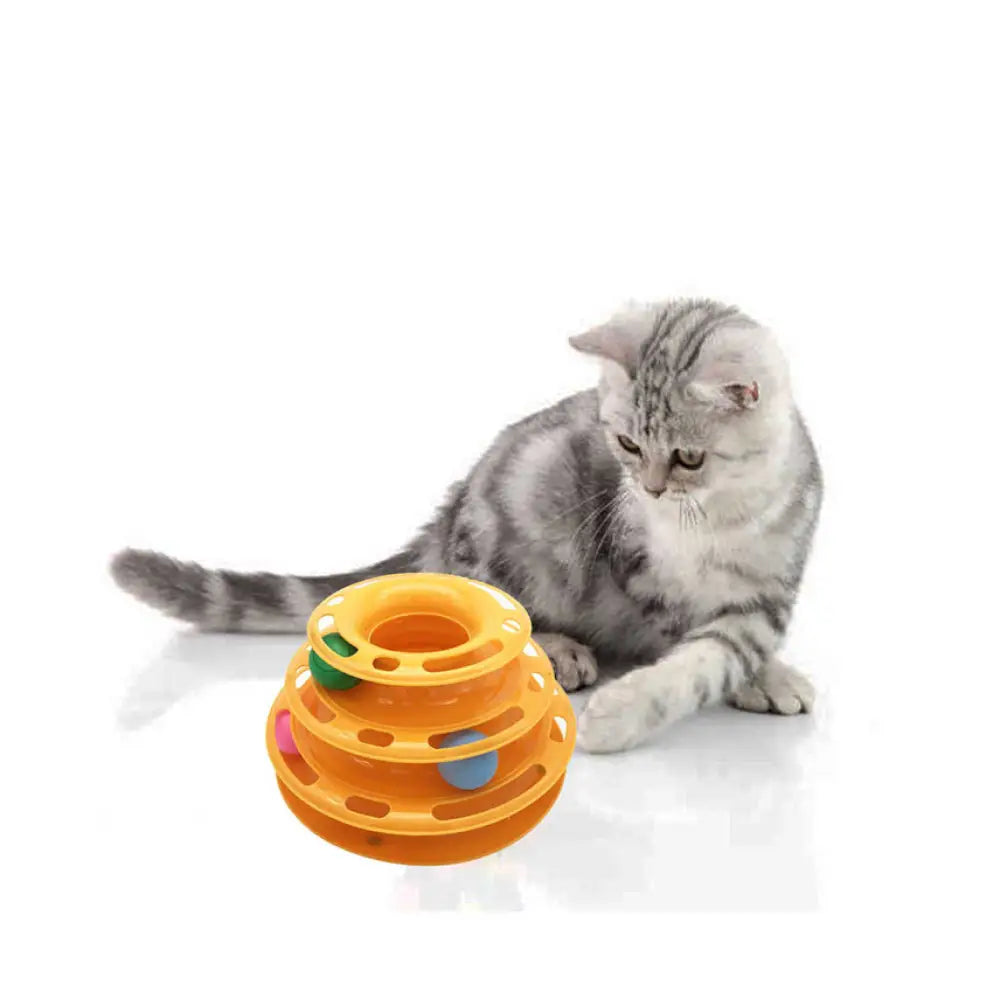 Interactive Cat Track Tower 3 Level LED Ball with Light - Kitten Chase Play Toy - Pet Care > Toys > Cat Toys
