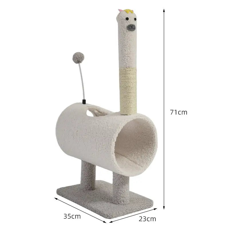 Interactive Cat Tunnel & Scratching Post with Spring Toy - Cozy Playtime for Kittens white 35*23*71cm - Pet Care > Cat