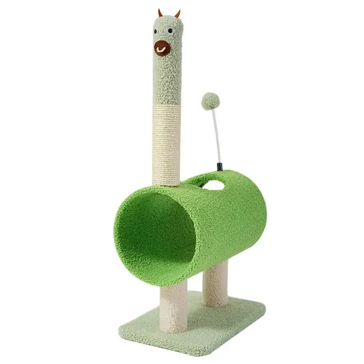 Interactive Cat Tunnel & Scratching Post with Spring Toy - Cozy Playtime for Kittens green 35*23*71cm - Pet Care > Cat