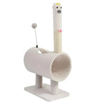 Interactive Cat Tunnel & Scratching Post with Spring Toy - Cozy Playtime for Kittens white 35*23*71cm - Pet Care > Cat