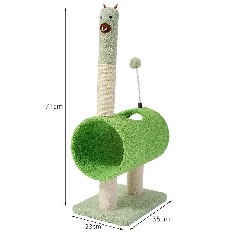 Interactive Cat Tunnel & Scratching Post with Spring Toy - Cozy Playtime for Kittens green 35*23*71cm - Pet Care > Cat