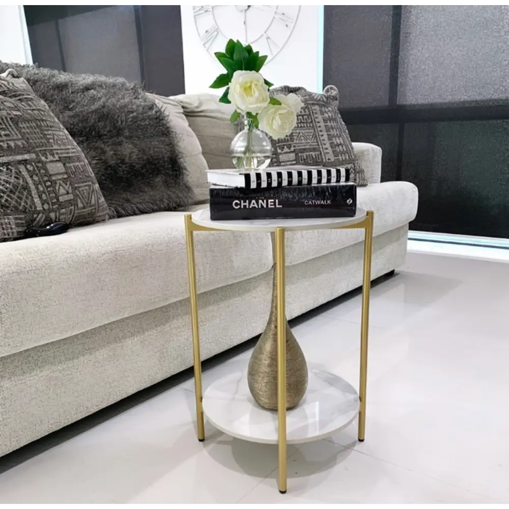 Interior Ave - Alba Gold Side Table - Furniture > Living Room