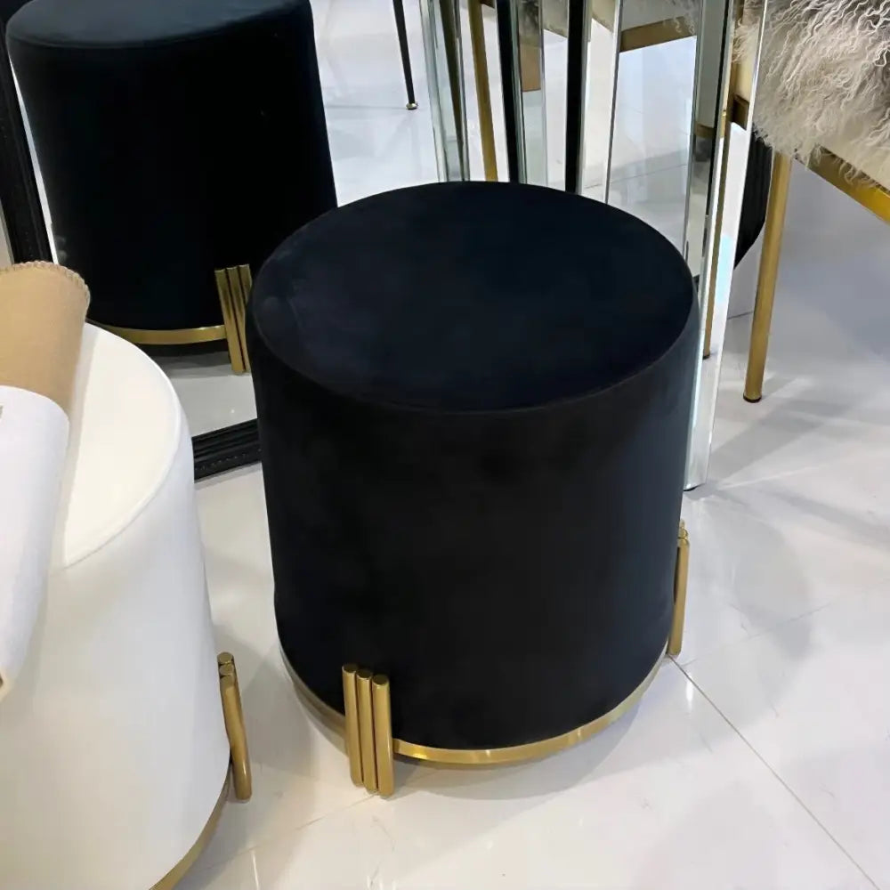 Interior Ave - Apollo Velvet Ottoman - Black - Furniture > Bar Stools & Chairs > Arm Chairs & Recliners