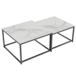 Interior Ave - Ciest Square Nested Coffee Table Set - White Marble Stone - Furniture > Living Room > Coffee Tables